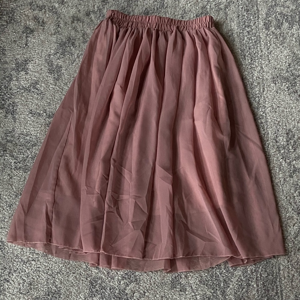 Flowy Modest Pink Chiffon Skirt Medium